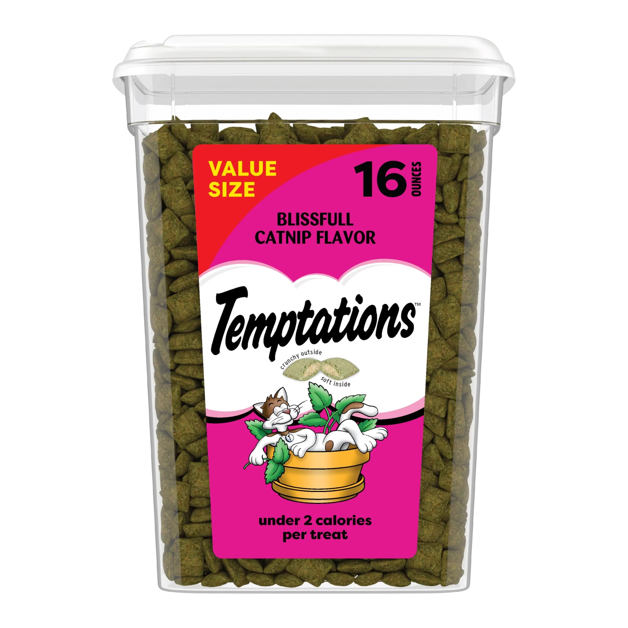 Temptations Classic Crunchy Cat Treats Catnip Flavor 1 lb (453.59 g) | Under 2 Calories Per Treat