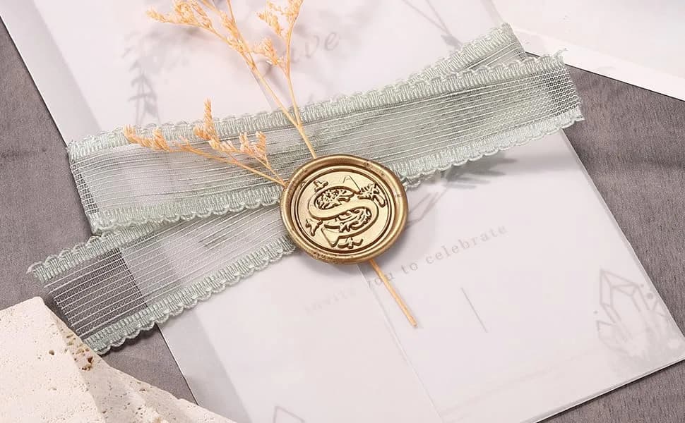 Yoption Initial Alphabet Wax Seal Stamp 1 inch | Brass Head & Wooden Handle for Invitations thumbnail 4
