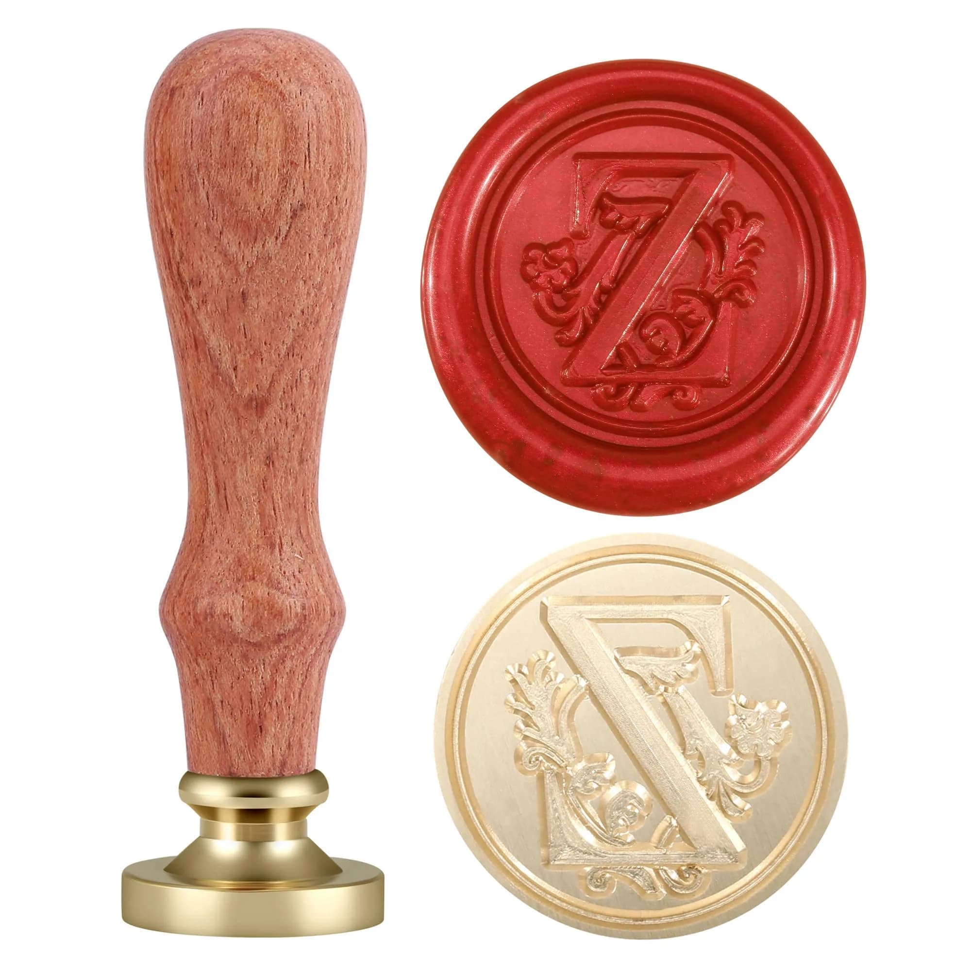 Yoption Initial Alphabet Wax Seal Stamp, 2.5cm Diameter | Brass Head & Wooden Handle for Invitations