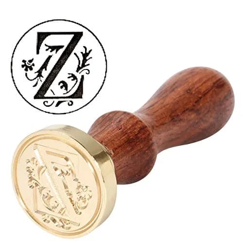 Yoption Initial Alphabet Wax Seal Stamp, 2.5cm Diameter | Brass Head & Wooden Handle for Invitations thumbnail 4