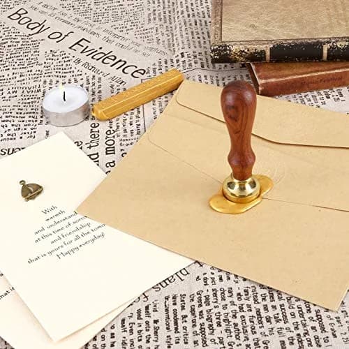 Yoption Initial Alphabet Wax Seal Stamp, 2.5cm Diameter | Brass Head & Wooden Handle for Invitations thumbnail 6