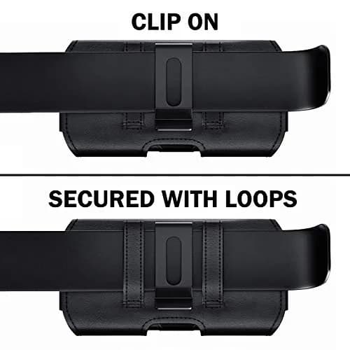 DeBin Large Holster Case for iPhone 17 Pro Max, Samsung S26+ Plus with Case On | Black Nylon Belt Clip Pouch thumbnail 4