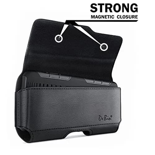 DeBin Large Holster Case for iPhone 17 Pro Max, Samsung S26+ Plus with Case On | Black Nylon Belt Clip Pouch thumbnail 2