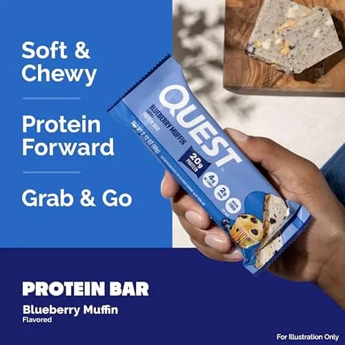 Quest Blueberry Muffin Protein Bars 2.12oz (60g) | 20g Protein, 4g Net Carbs, Gluten-Free thumbnail 4