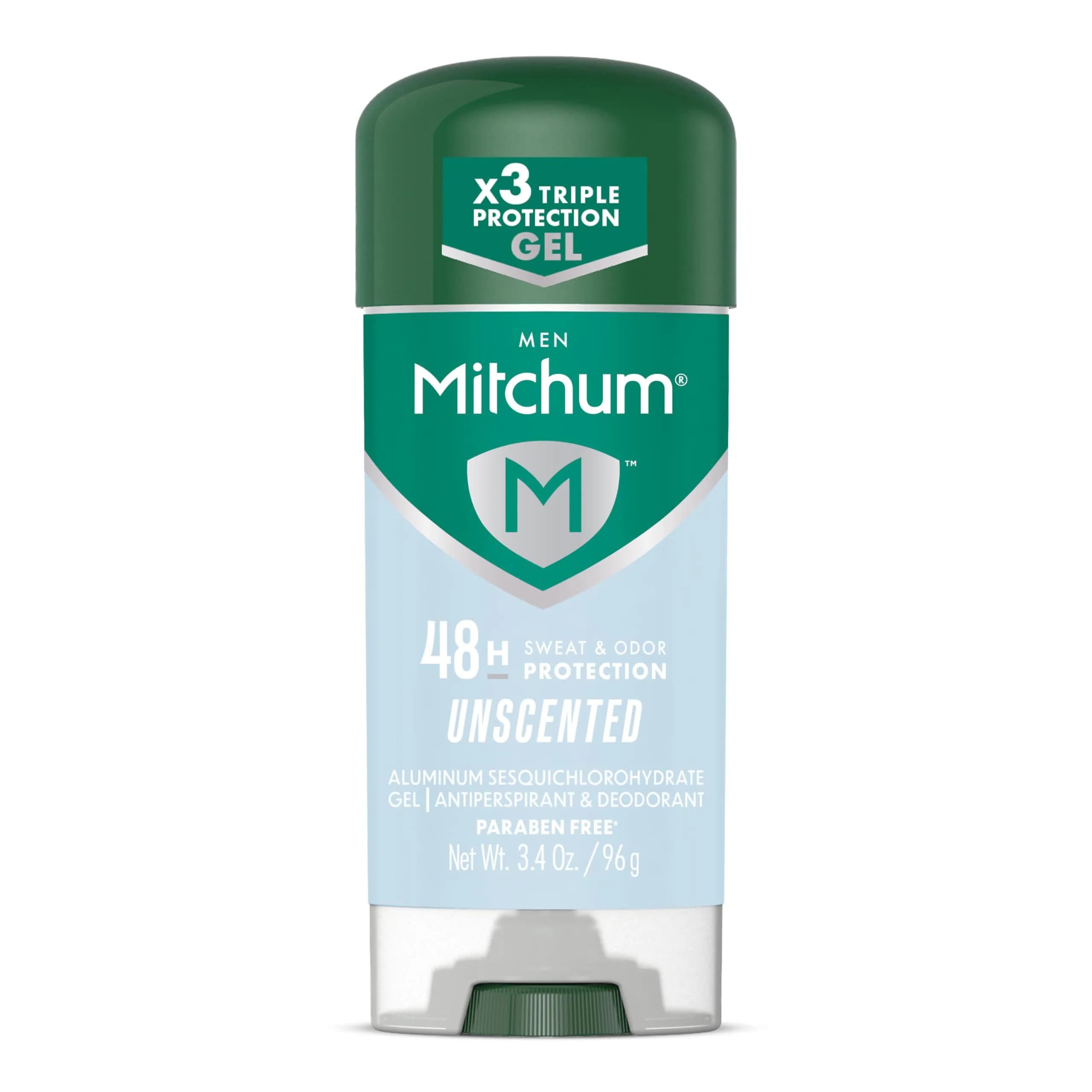 Mitchum Men's Antiperspirant Deodorant Gel Unscented 3.4 oz | 48HR Sweat & Odor Protection - main product image