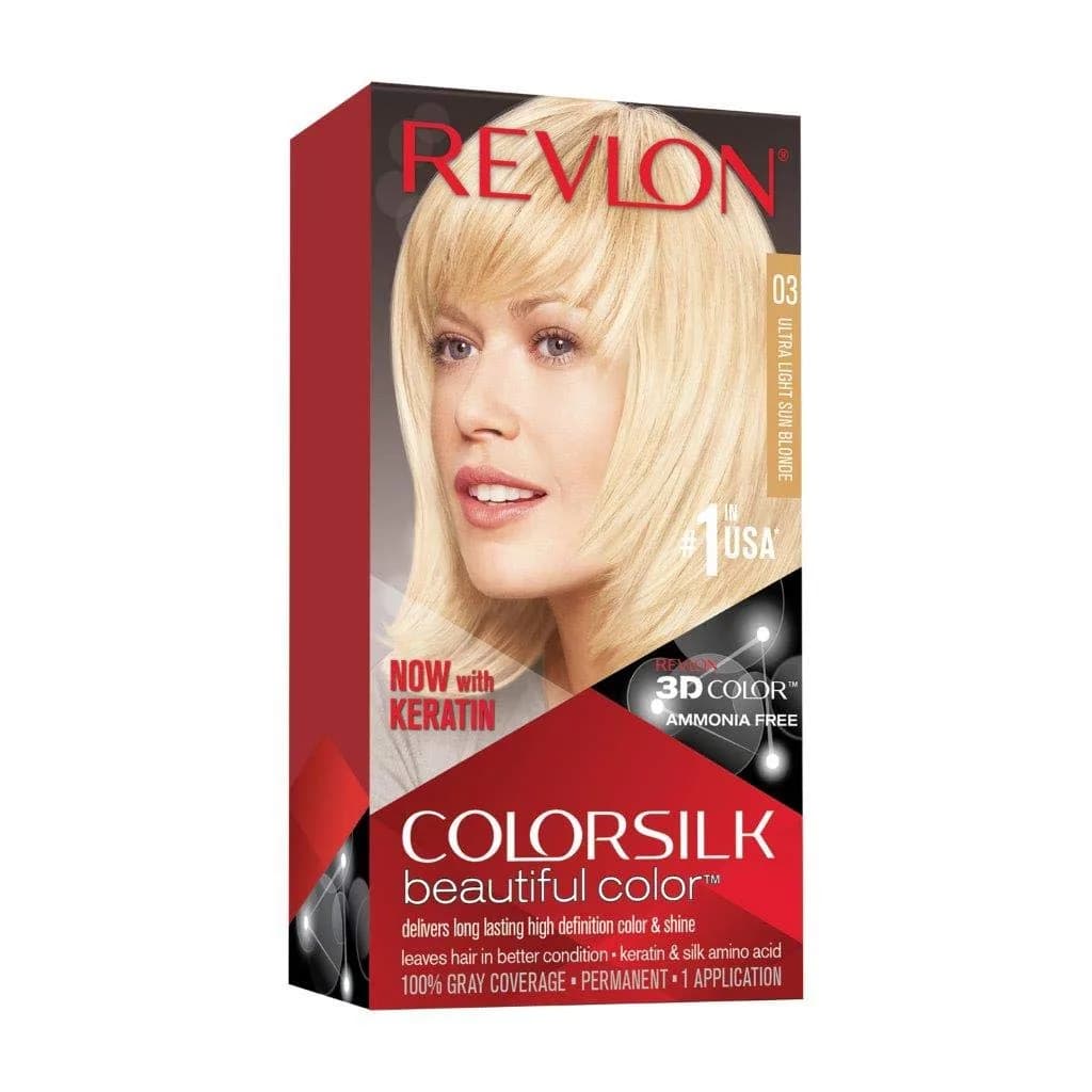 Revlon Colorsilk Beautiful Color Permanent Hair Dye 44 Medium Reddish Brown | Ammonia-Free Gray Coverage — 03 Ultra Light Sun Blonde