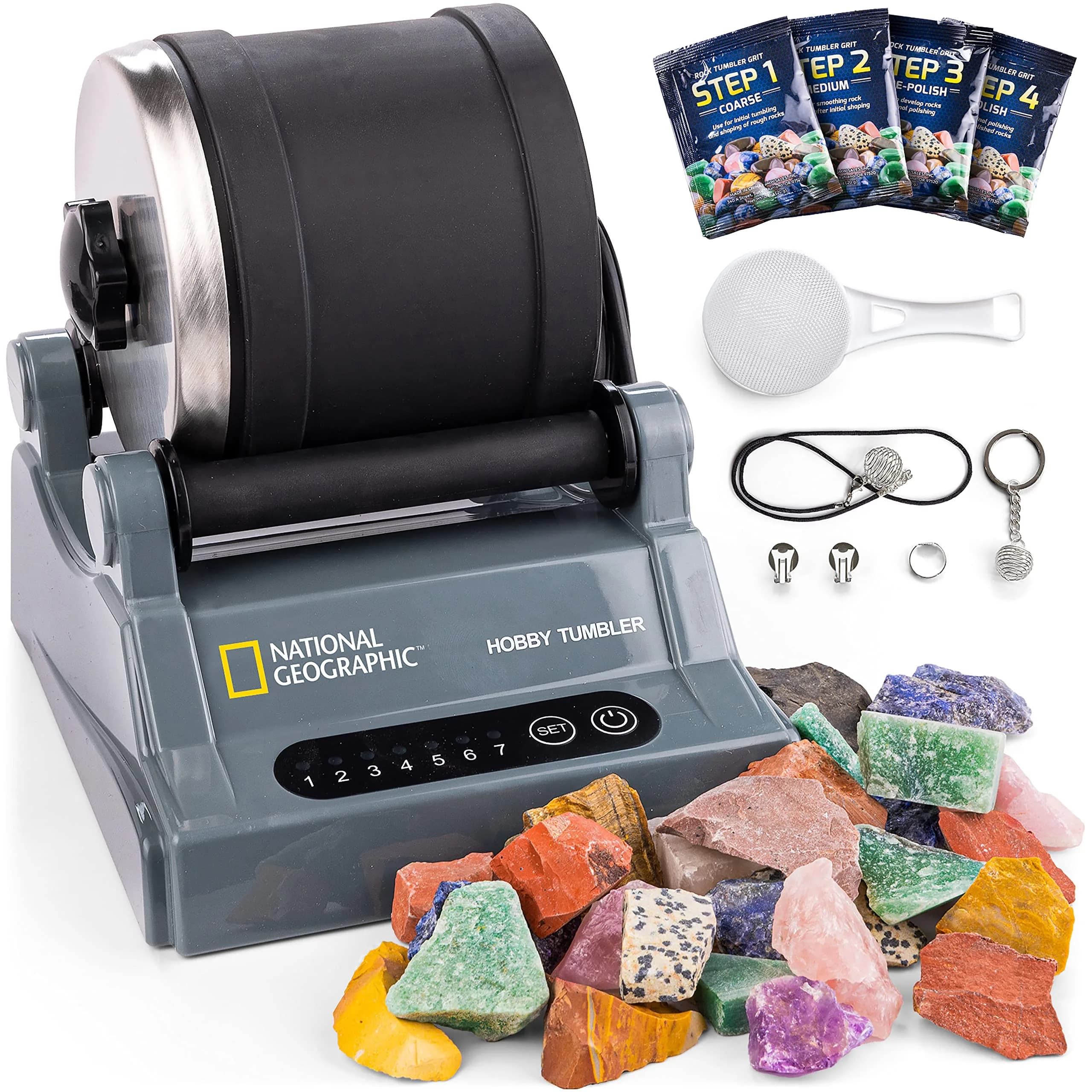 Blue Marble National Geographic Hobby Rock Tumbler Kit for Kids & Adults 8+ | Dazzling Gemstones & Jewelry - main product image