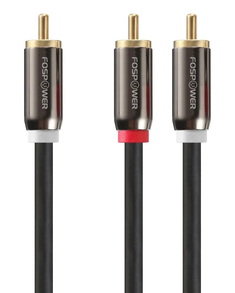 FosPower RCA Y-Adapter 6 Feet | Gold Plated Stereo Audio Splitter for Home Theater & Subwoofer — 3 Feet