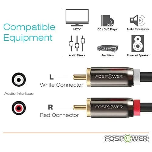 FosPower RCA Y-Adapter (3 Feet) | Gold Plated Stereo Audio Splitter for Subwoofer & Home Theater thumbnail 3