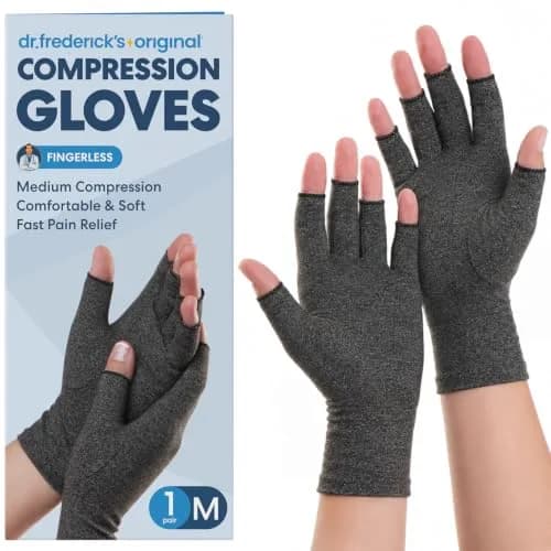 Dr. Frederick's Original Arthritis Compression Gloves, Fingerless, M, 2 ct | Support for Hand Pain & Swelling thumbnail 1