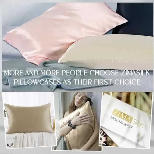 ZIMASILK 100% Pure Mulberry Silk Pillow Cases for Hair and Skin, Queen 51cm x 76cm (20"x30") | Hypoallergenic, Anti-Aging, Breathable thumbnail 7
