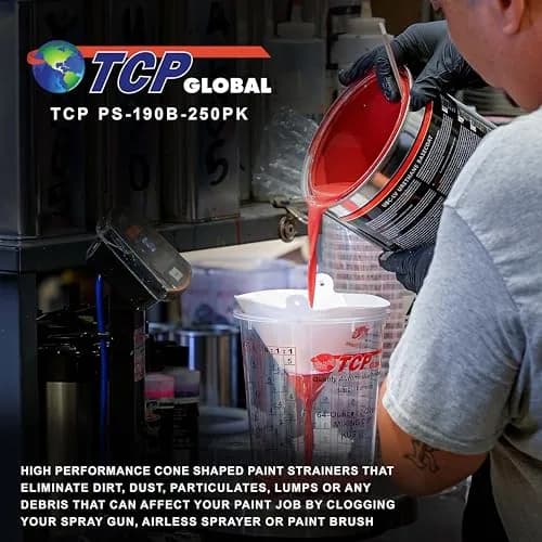 TCP Global 190 Micron Filter Tips Paint Strainer 250 Pack | Ultra-Fine Filtration for Flawless Finishes thumbnail 6