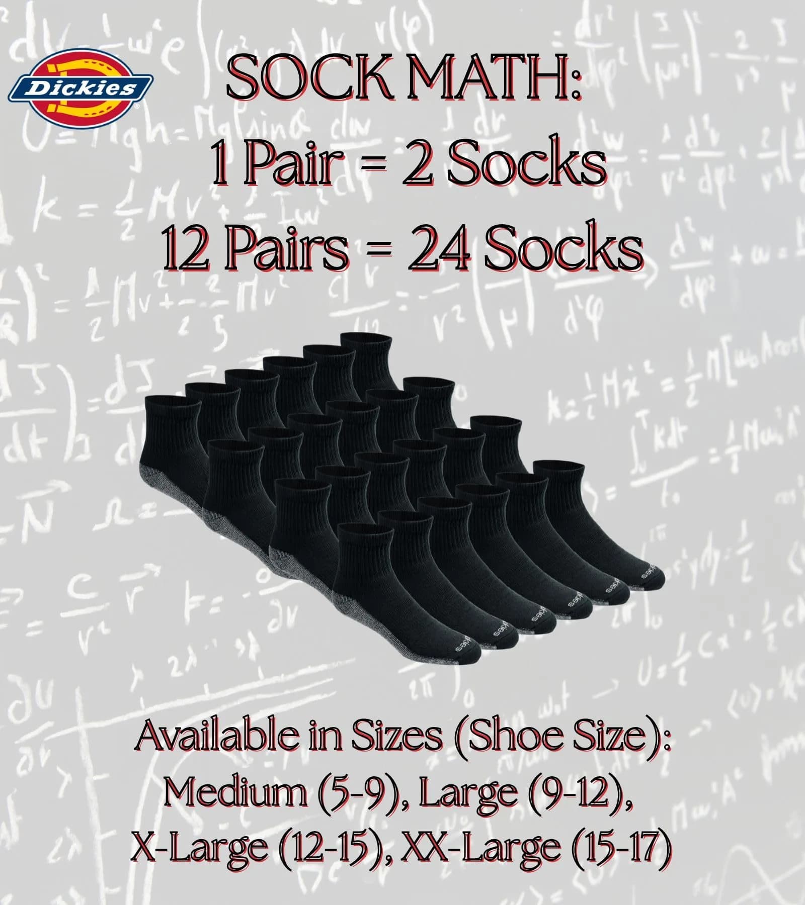 Dickies Dri-Tech Moisture Control Quarter Socks Large | Moisture-wicking, full cushion comfort, reinforced heel & toe (70-120 chars) thumbnail 5
