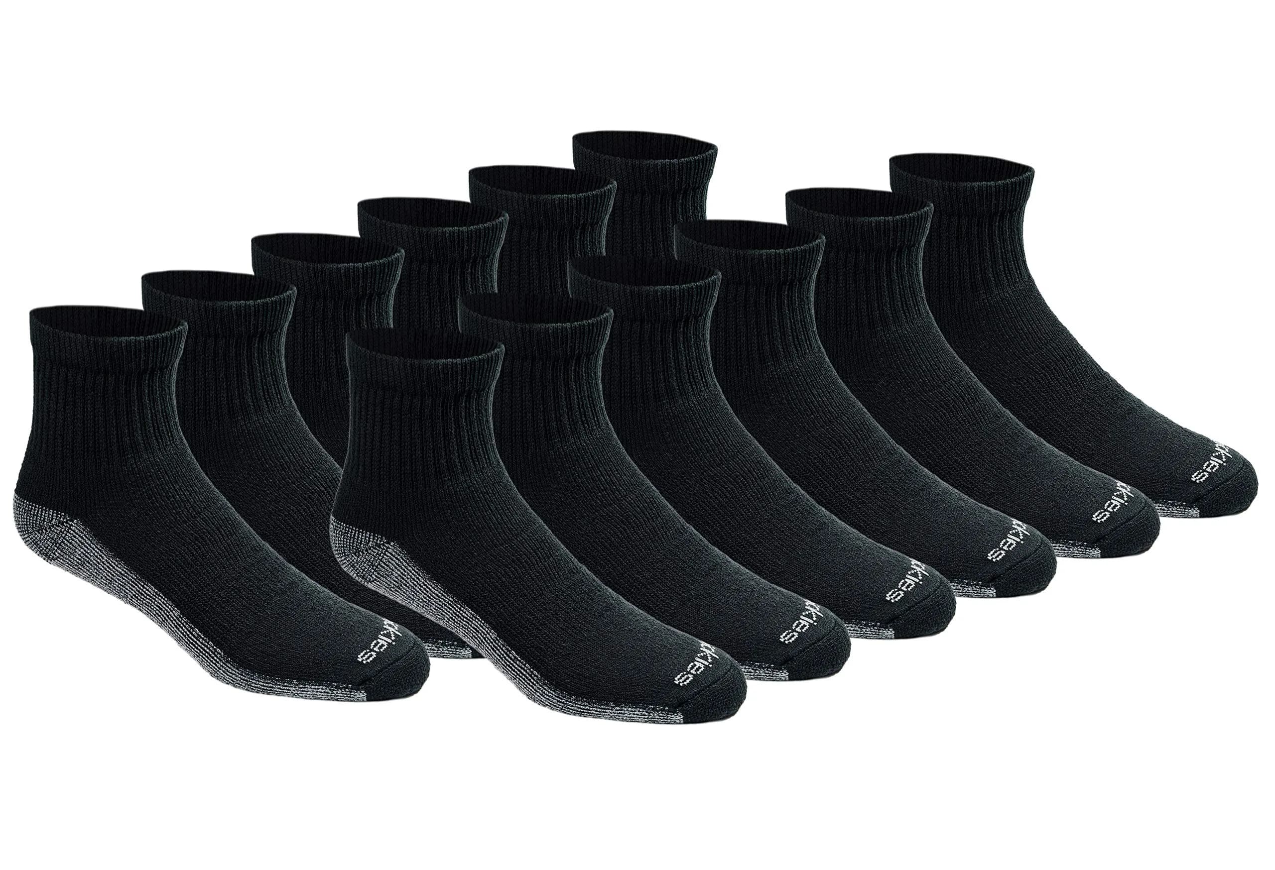 Dickies Dri-Tech Moisture Control Quarter Socks Large | Moisture-Wicking, Full Cushion Comfort, Reinforced Heel & Toe — Black (12 Pairs) / Large