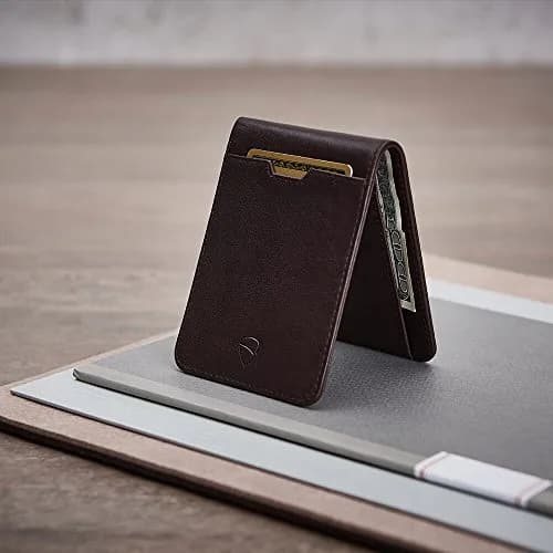 Vaultskin MANHATTAN Slim Leather Bifold Wallet for Men (Brown) | RFID Blocking, Italian Top-Grain Leather, Front Pocket Carry thumbnail 8