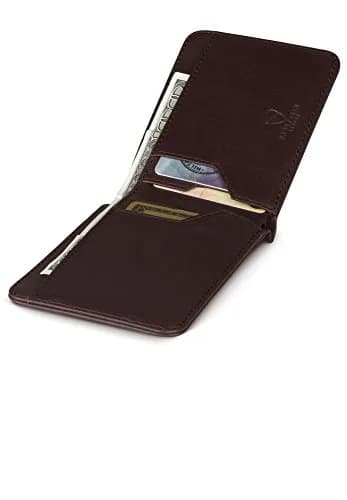 Vaultskin MANHATTAN Slim Leather Bifold Wallet for Men (Brown) | RFID Blocking, Italian Top-Grain Leather, Front Pocket Carry thumbnail 2