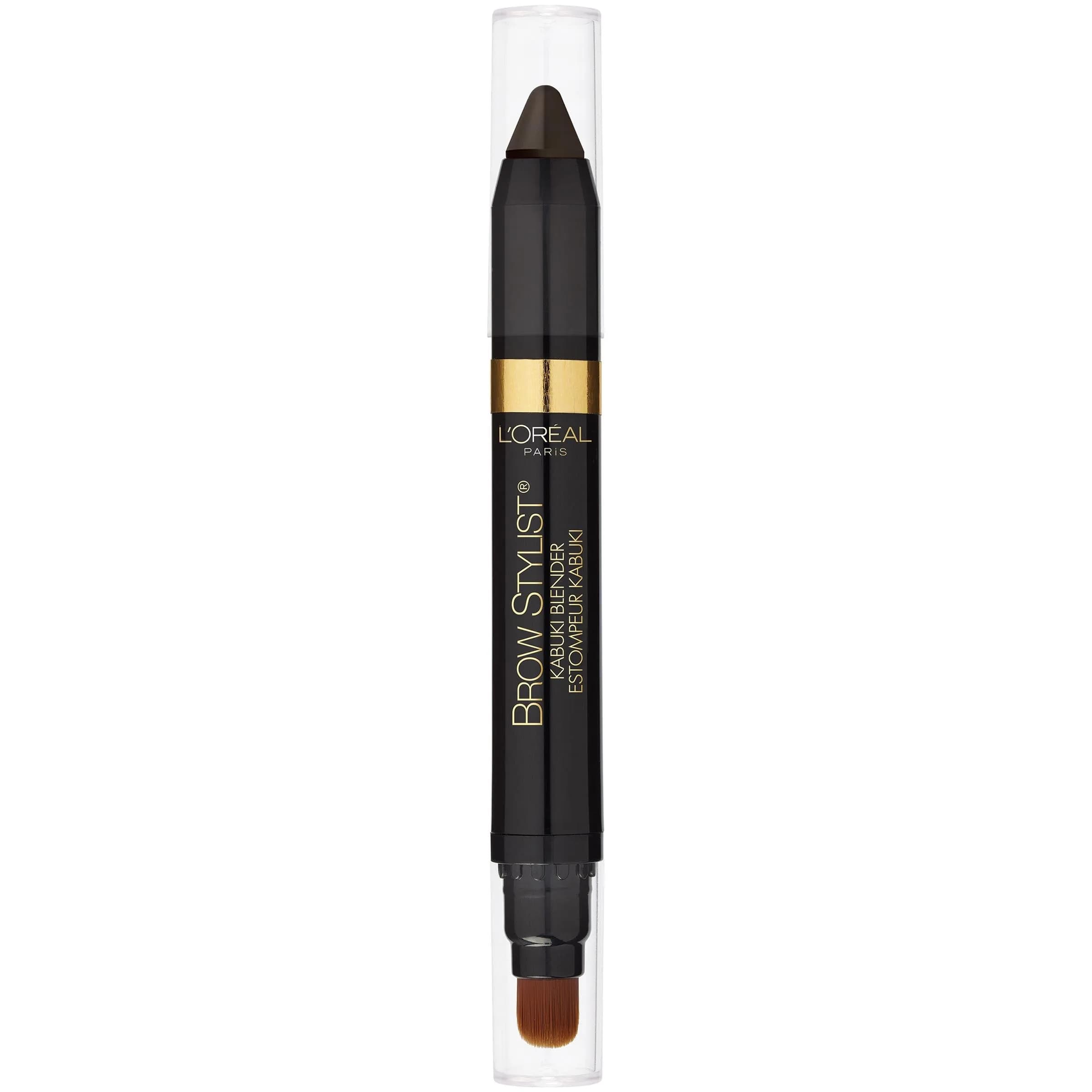 L'Oreal Paris Brow Stylist Kabuki Blender Brow Crayon Brunette 0.05 oz (1.4g) | Natural Soft Full Brow Makeup — Dark Brunette