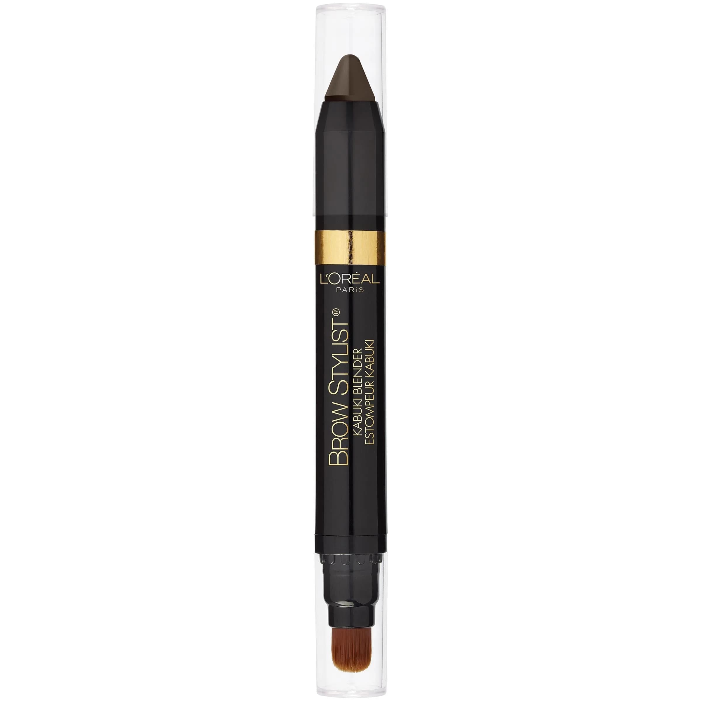 L'Oreal Paris Brow Stylist Kabuki Blender Brow Crayon Brunette 0.05 oz (1.4g) | Natural Soft Full Brow Makeup - main product image