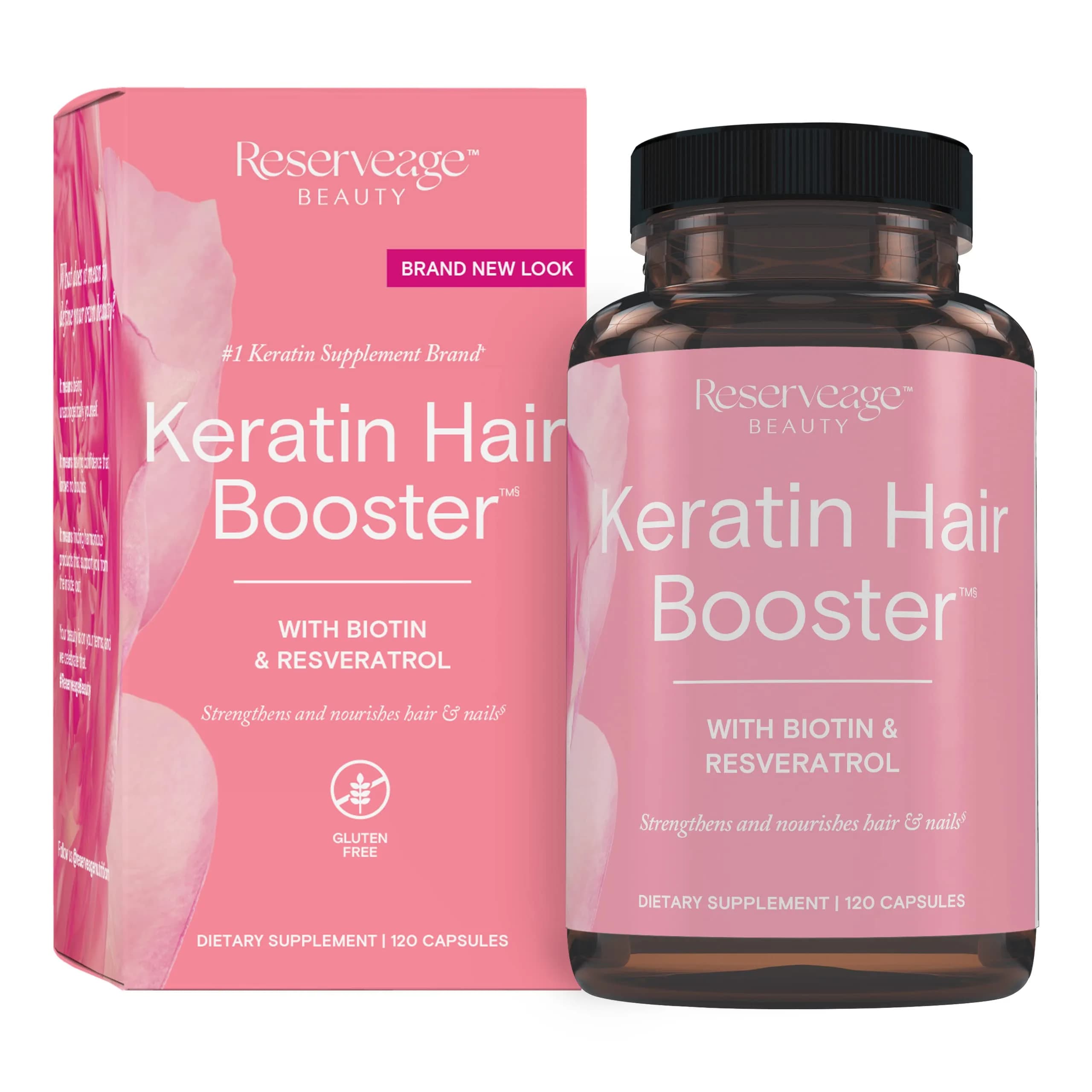 Reserveage Nutrition Keratin Hair Booster 120 Capsules | Supports Hair & Nail Growth - main product image