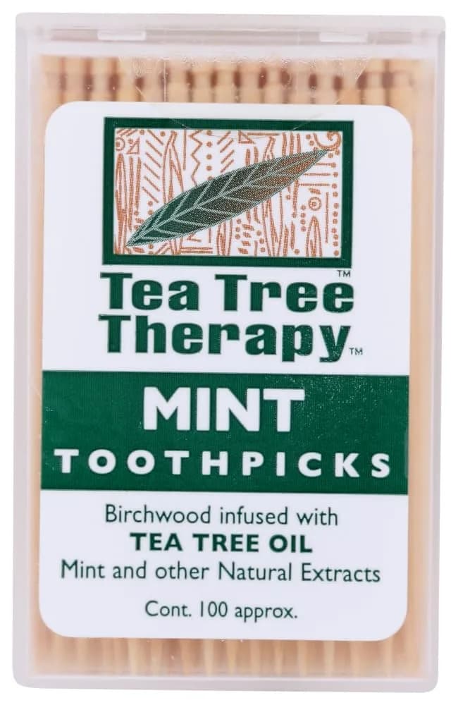 Tea Tree Therapy Mint Tea Tree Toothpicks 100 Count | Antiseptic Breath Freshener