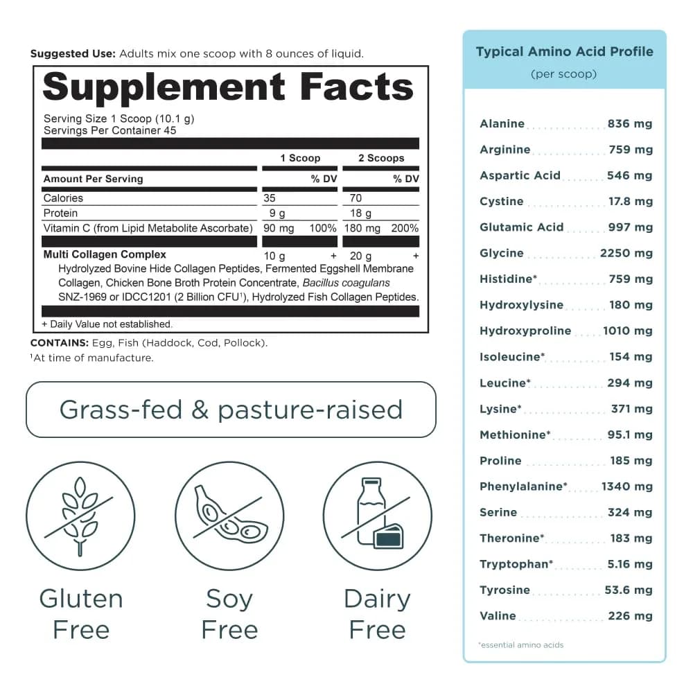 Ancient Nutrition Multi Collagen Protein Powder with Probiotics & Vitamin C, Unflavored, 45 Servings (16oz) thumbnail 7
