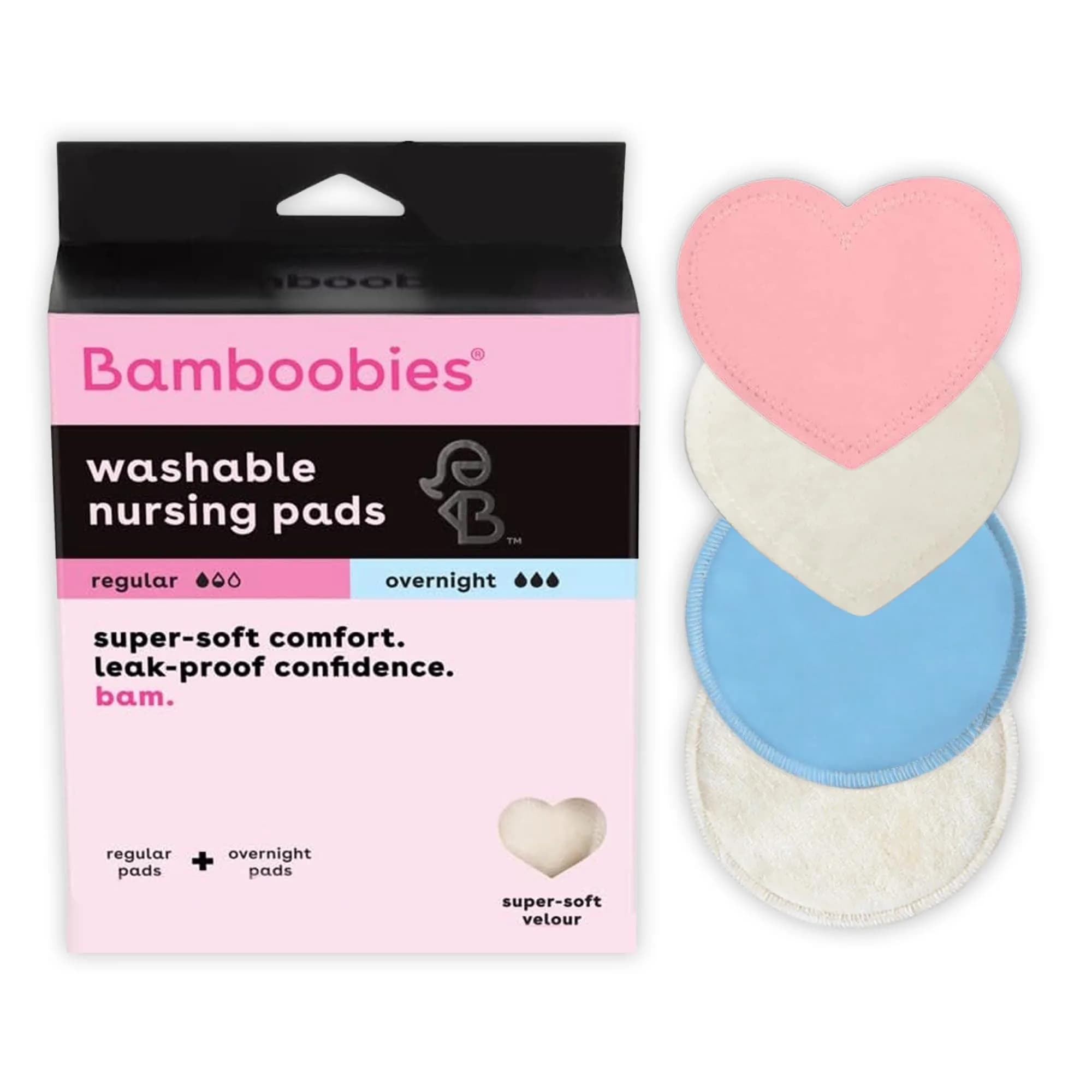 Bamboobies Nursing Pads for Breastfeeding, 8 Pads (Ultra Thin & Overnight) | USA Import with Duties Included — Combo / 4 Pads