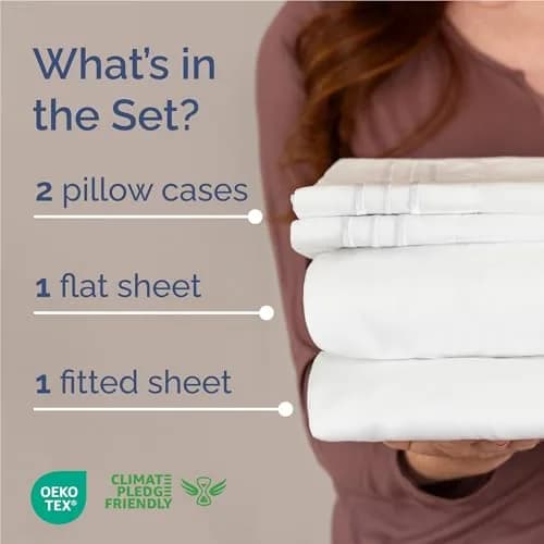 CGK Unlimited Full Size 4 Piece Sheet Set | Breathable & Cooling Microfiber Sheets - White thumbnail 2