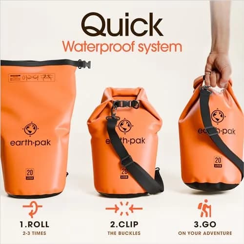 Earth Pak 40L Waterproof Dry Bag Backpack - Orange | IPX8 Phone Case Included thumbnail 5