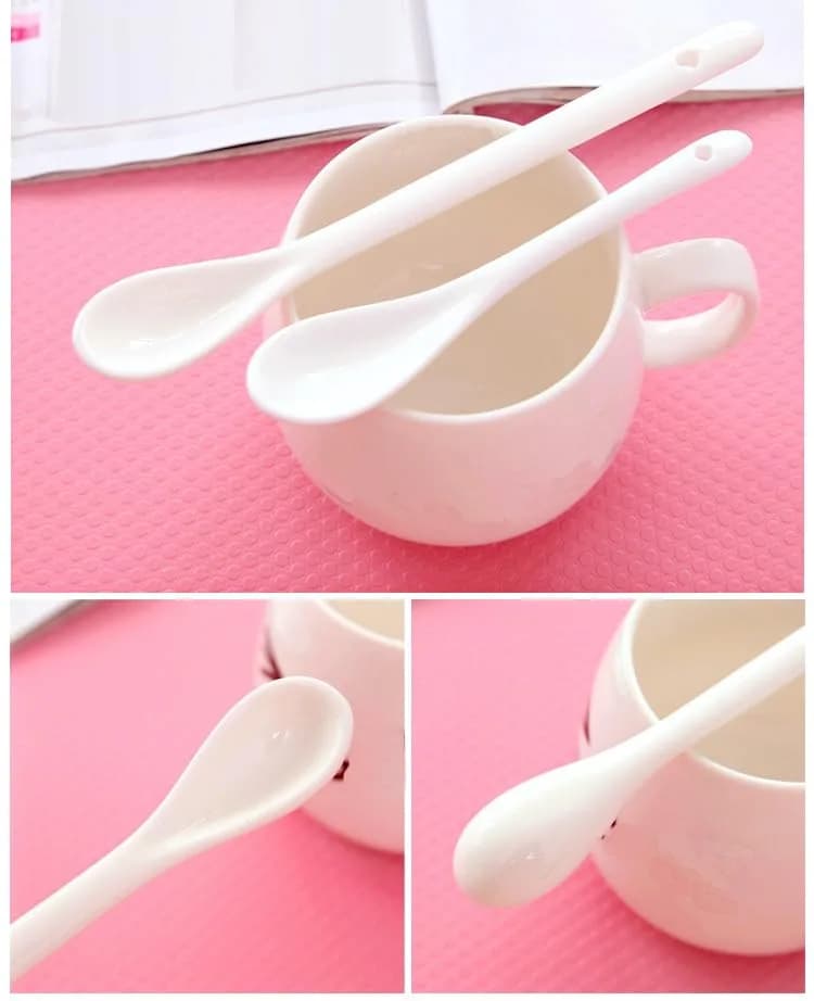 lasenersm White Long Handle Ceramic Spoon Set of 4 | Safe, Durable & Easy to Clean thumbnail 10