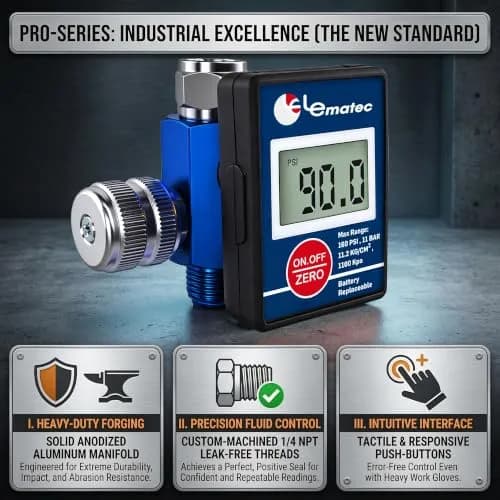 LE LEMATEC DAR01B Digital Air Regulator Valve with LED Gauge, 1/4 NPT (0.635 cm Inlet) thumbnail 4