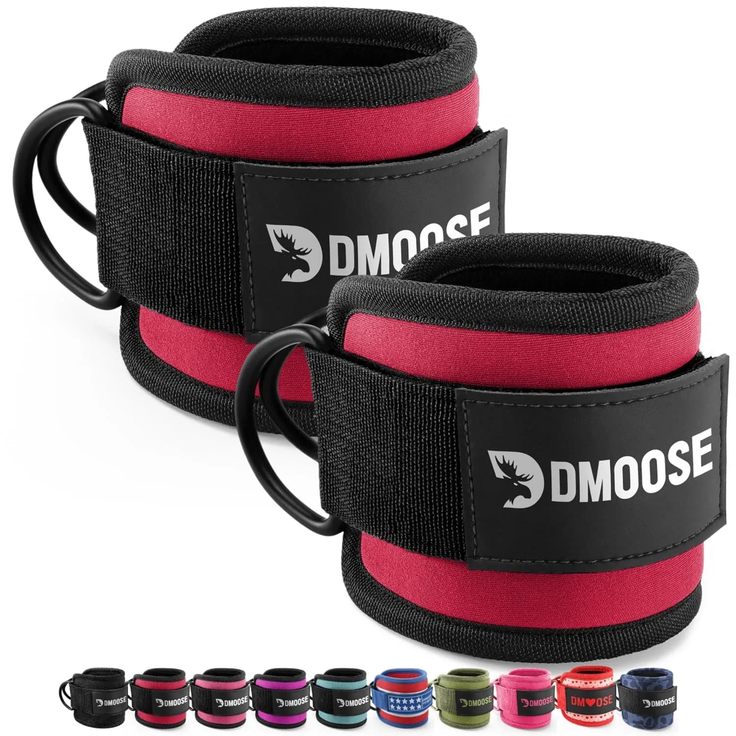 DMoose Ankle Strap for Cable Machine - One Size Fit with Premium Padding, Workout Kickback Ankle Cuffs, Ankle Bands for Lower Body Exercises - main product image