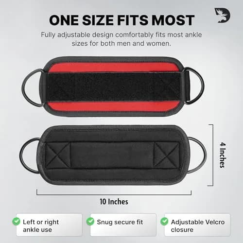 DMoose Ankle Strap for Cable Machine - One Size Fit with Premium Padding, Workout Kickback Ankle Cuffs, Ankle Bands for Lower Body Exercises thumbnail 6