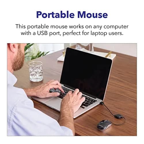 Verbatim Mini Travel Optical Mouse, USB-A, Retractable Cable, Black | Smooth, Precise Tracking for Everyday Use thumbnail 5