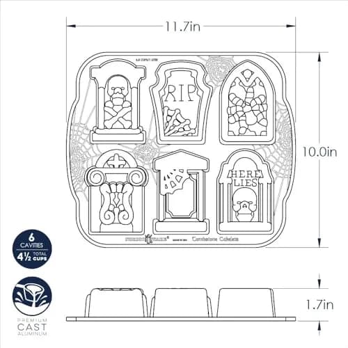 Nordic Ware Tombstone Cakelet Pan 1.06 L (4.5 cups) | Eerie Graveyard Centerpiece thumbnail 6