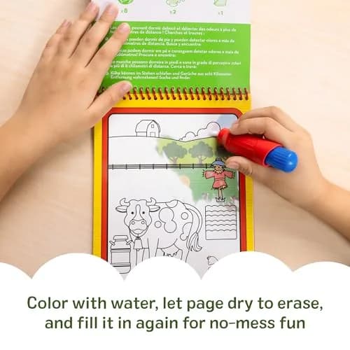 Melissa & Doug Water Wow! On The Farm Mess Free Coloring Book 25cm (9.8in) | Reusable Water-Reveal Activity Pad thumbnail 2