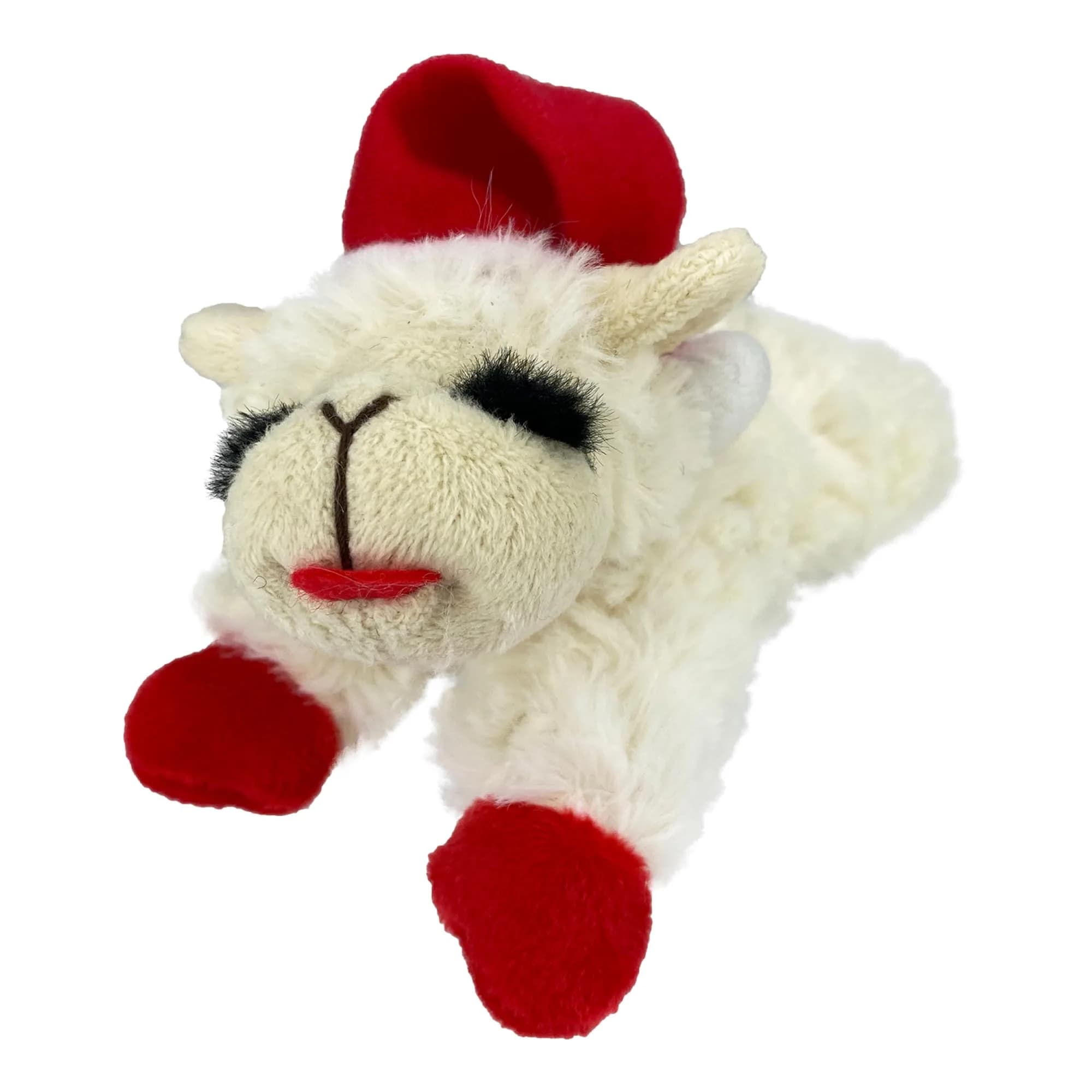 Multipet Lamb Chop Dog Plush Toy with Santa Hat - Squeaky Toy 15cm (6") | Soft & Cuddly for Puppies & Small Dogs