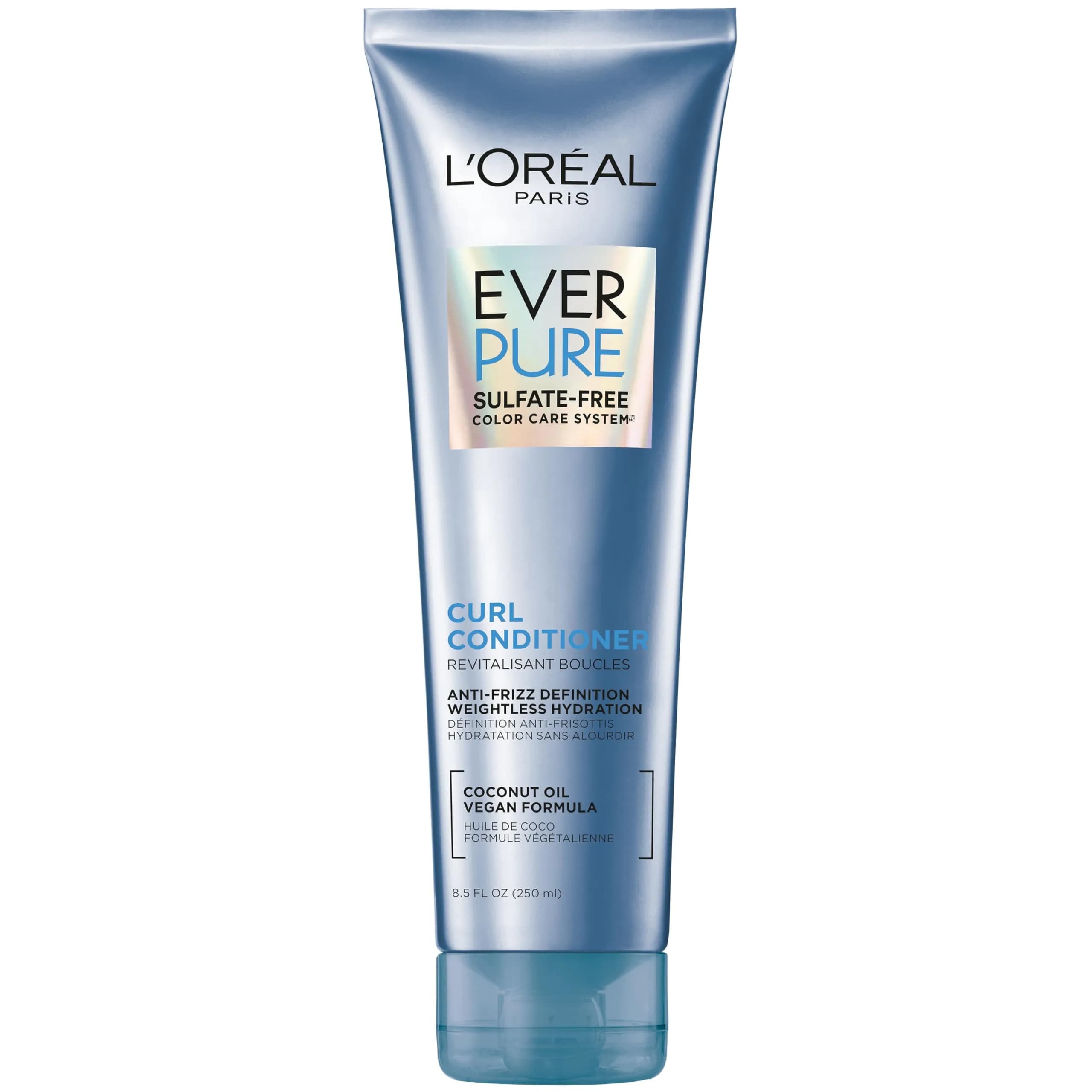 L'Oreal Paris EverPure Sulfate Free Conditioner for Curly Hair 250ml (8.5 Fl Oz) | Anti-Frizz Hydration with Coconut Oil