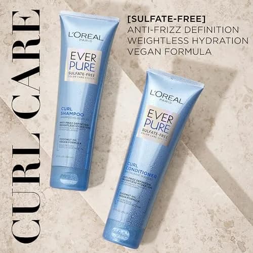 L'Oreal Paris EverPure Sulfate Free Conditioner for Curly Hair 250ml (8.5 Fl Oz) | Anti-Frizz Hydration with Coconut Oil thumbnail 2