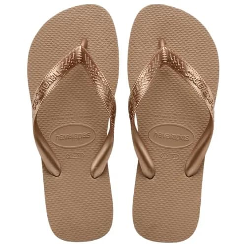 Havaianas Women's Top Tiras Flip Flop Sandal, Rose Gold, 11-12 US | Classic Summer Style with Metallic Straps thumbnail 1