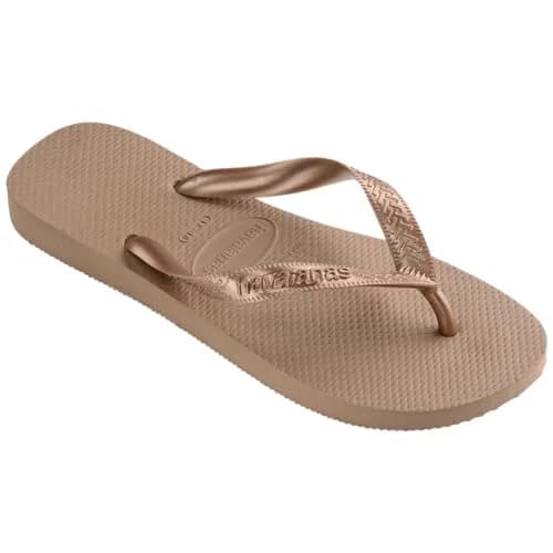 Havaianas Women's Top Tiras Flip Flop Sandal, Rose Gold, 11-12 US | Classic Summer Style with Metallic Straps thumbnail 2