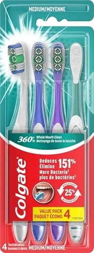 Colgate Deep Clean 4-in-1 Bacteria Removal Toothbrushes, Medium, 4 Pack | Whole-Mouth Deep Clean with Recyclable Packaging thumbnail 1