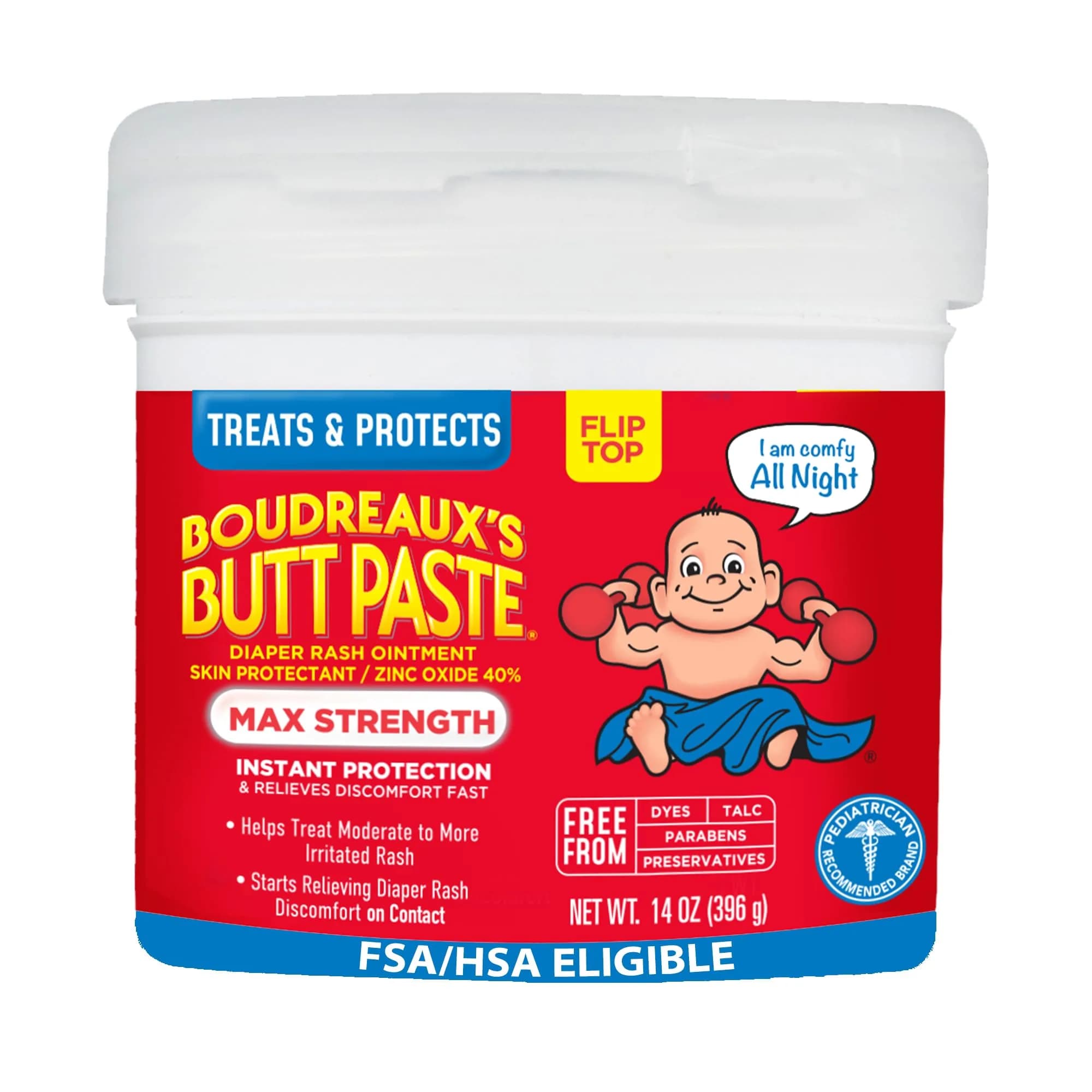 Boudreaux's Butt Paste Max Strength Diaper Rash Cream Skin Protectant 14 oz (397 g) | Clinically Tested for Fast Relief - main product image
