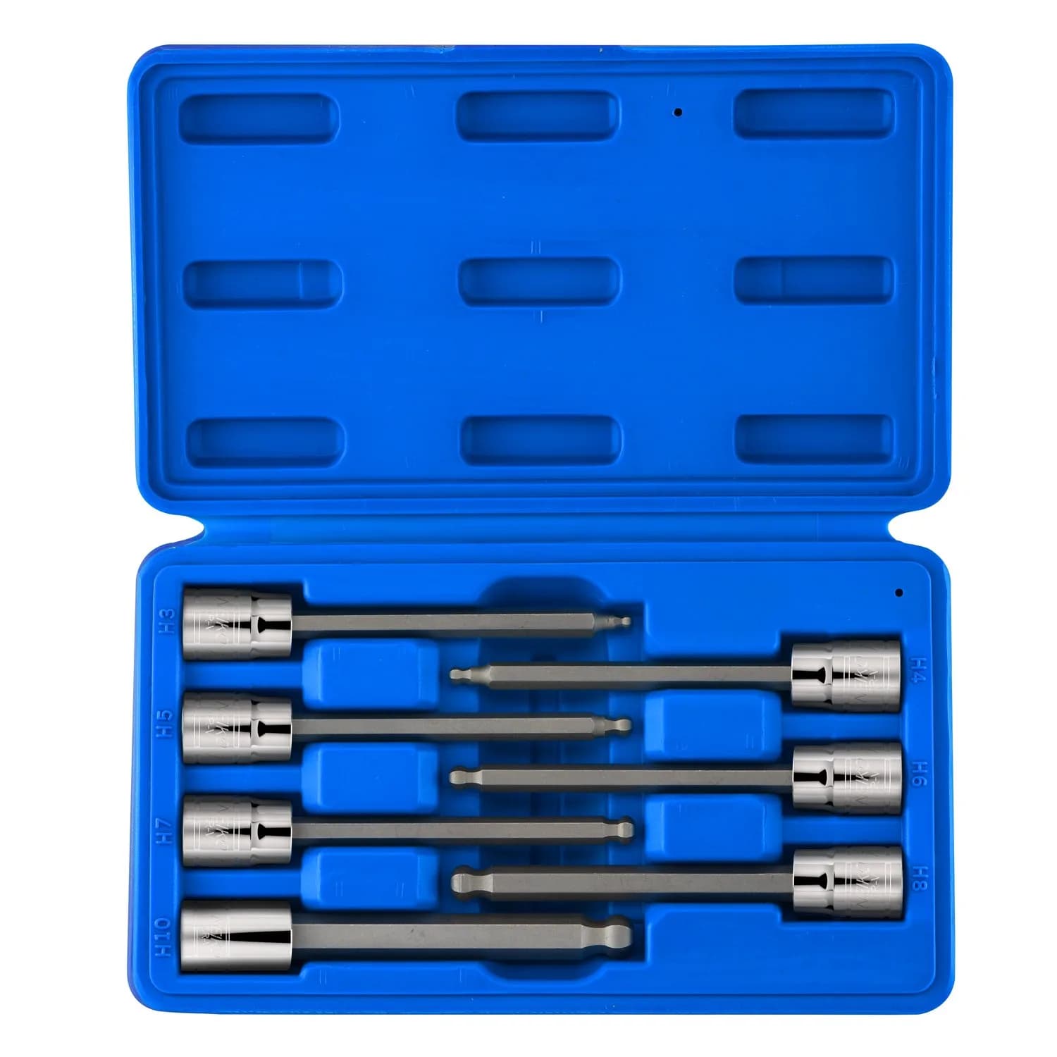 NEIKO Hex-Bit Socket Set 3/8" Drive, Metric, Extra-Long, Ball-End, 7-Piece | Precision Alloy Steel - main product image