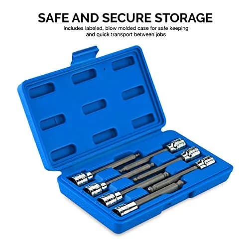 NEIKO Hex-Bit Socket Set 3/8" Drive, Metric, Extra-Long, Ball-End, 7-Piece | Precision Alloy Steel thumbnail 5