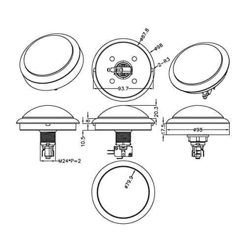 EG STARTS 100mm Big Dome LED Arcade Push Button Red | DC 12V for DIY Game Parts thumbnail 6