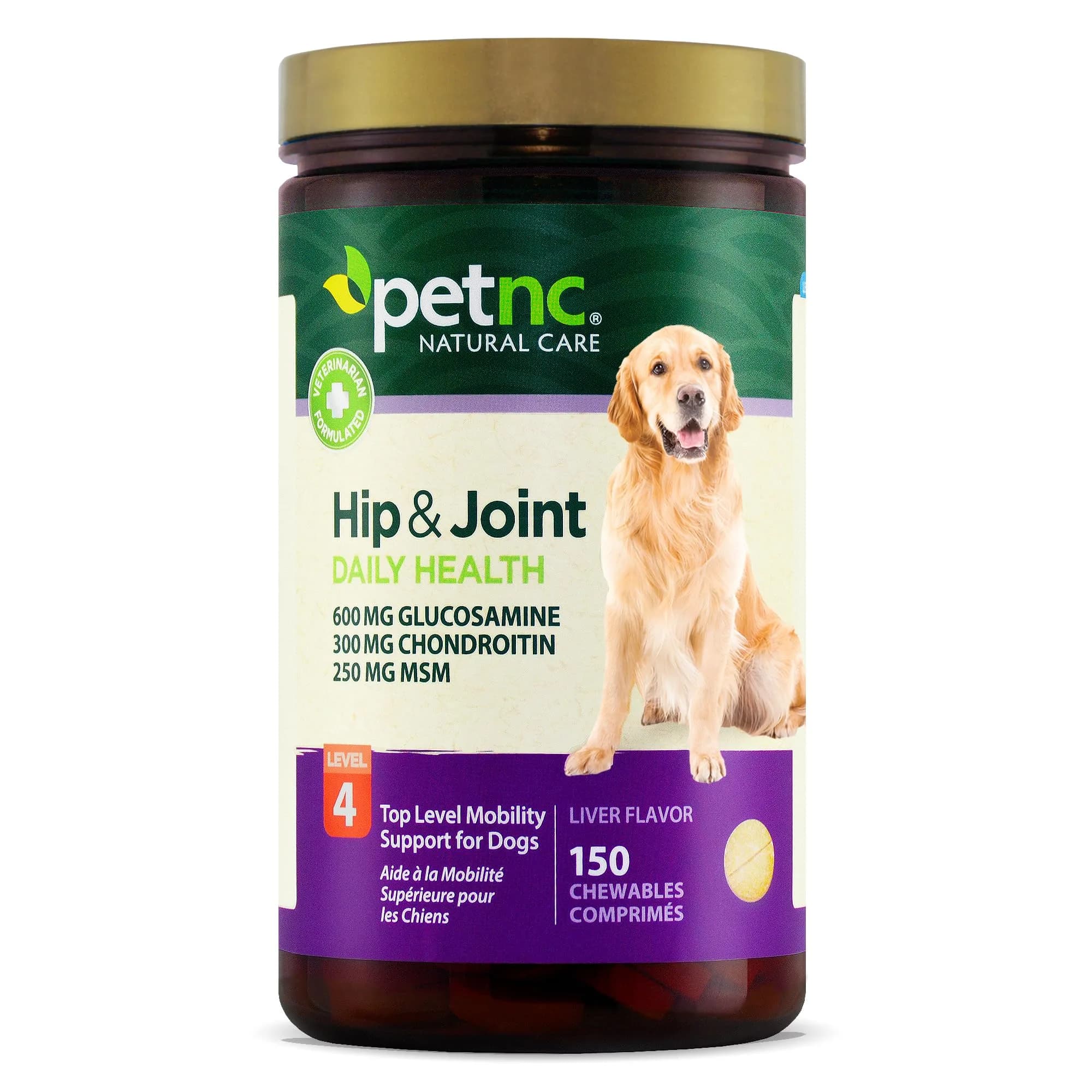 PetNC Natural Care Level-4 Hip & Joint Chews for Dogs, 150 Count | Max Support for Adult Dogs with Glucosamine, Chondroitin, MSM & Manganese