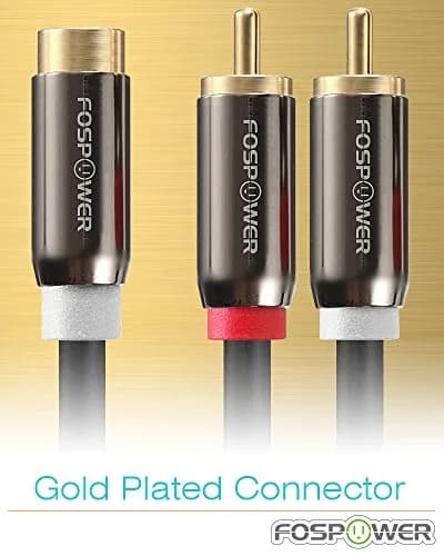 FosPower 8-inch RCA Y Adapter Cable 2 Male to 1 Female | 20.32 cm (8 inches) Gold-Plated Connectors thumbnail 4