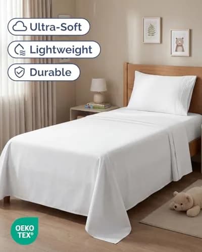CGK Unlimited Twin Size 3 Piece Sheet Set | Ultra Soft Breathable Microfiber, Deep Pockets, White thumbnail 2