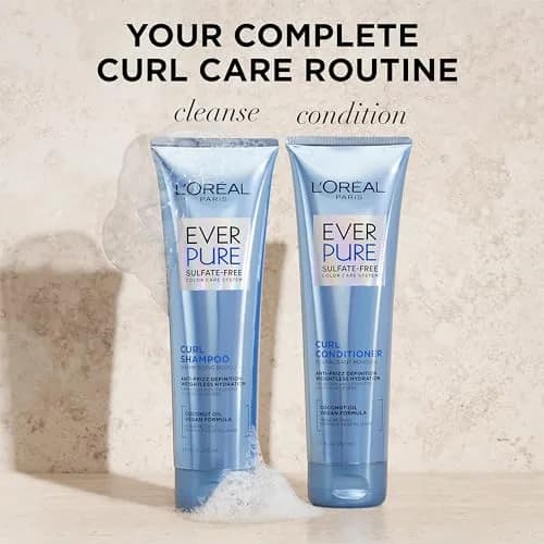 L'Oreal Paris EverPure Sulfate Free Shampoo for Curly Hair, Lightweight, Anti-Frizz Hair Care with Coconut Oil, 250ml (8.5 Fl Oz) | Hydrates Curls for 48 Hours thumbnail 7