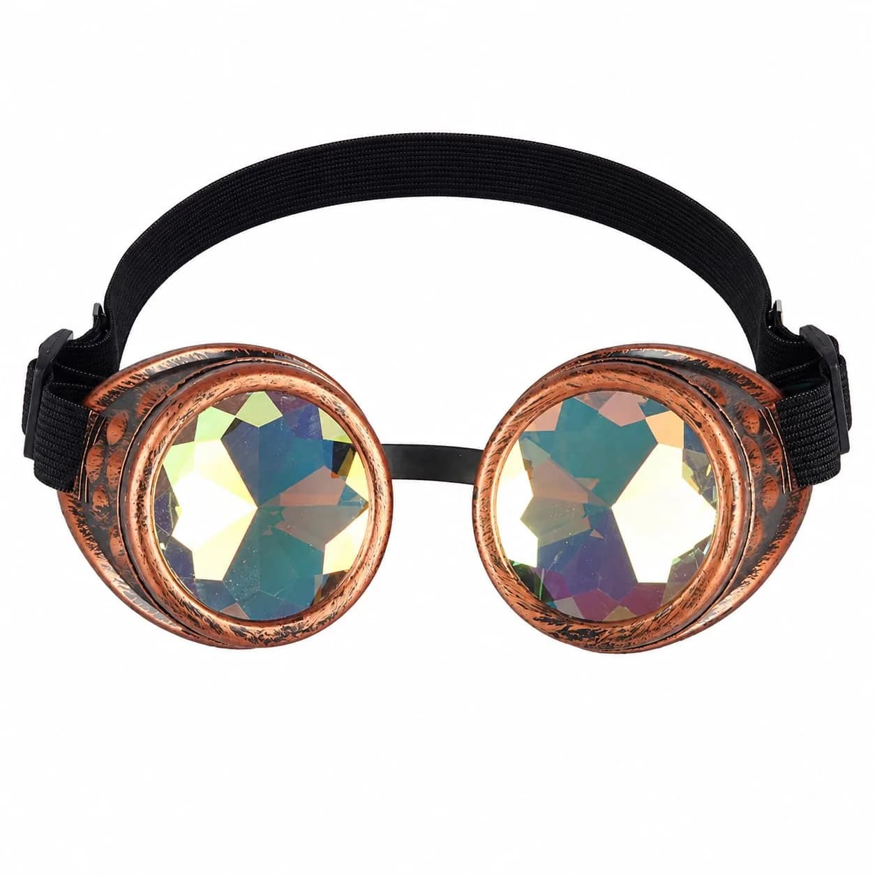 Lelinta Kaleidoscope Spiked Goggles with Adjustable Straps | Blue-Purple Spike — Red Copper